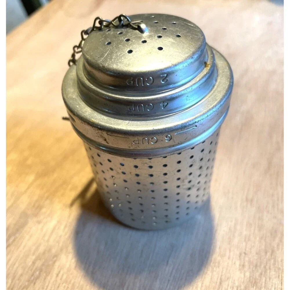 Vintage Tea Pot Infuser for Loose Tea Large Strainer Aluminum